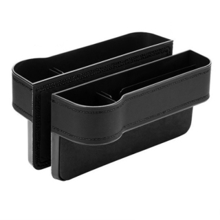 Organizator auto intre scaune, negru cu cusatura neagra, set 2 bucati